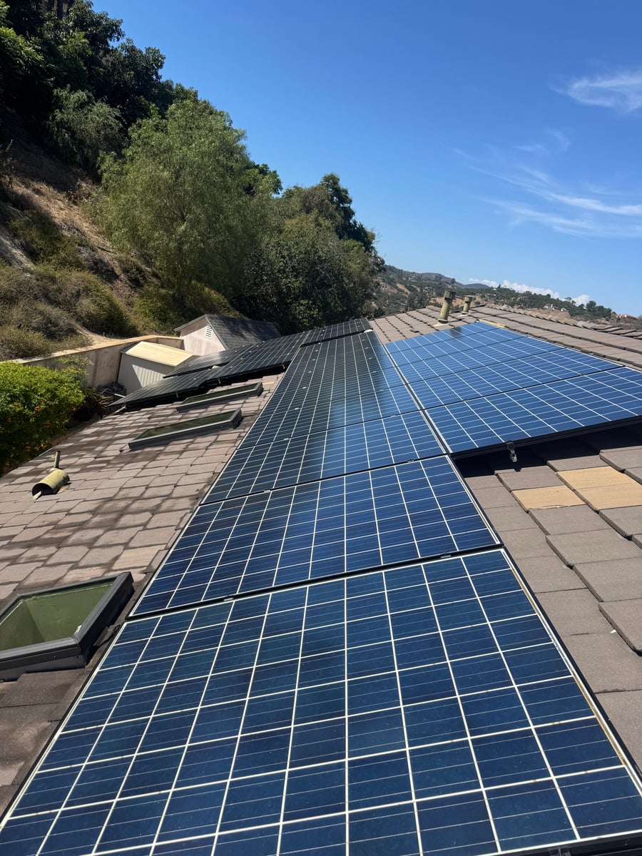 Solar panel and skylight cleaning with roof tile inspection