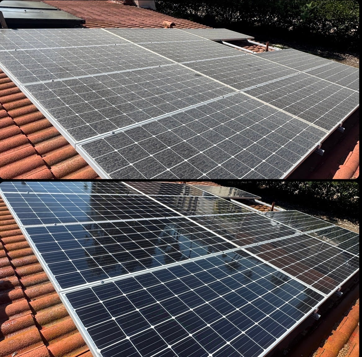 Residential rooftop solar panel cleaning service