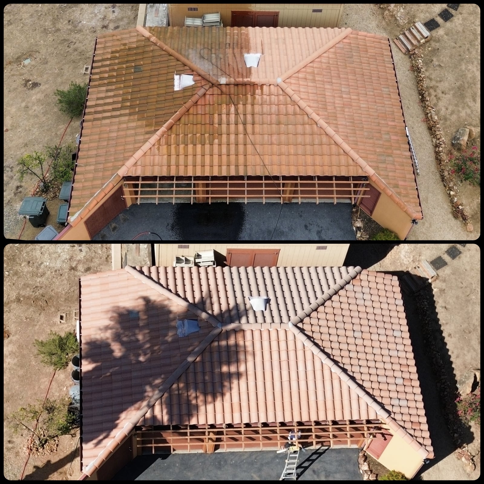 Roof pressure washing and exterior window cleaning services